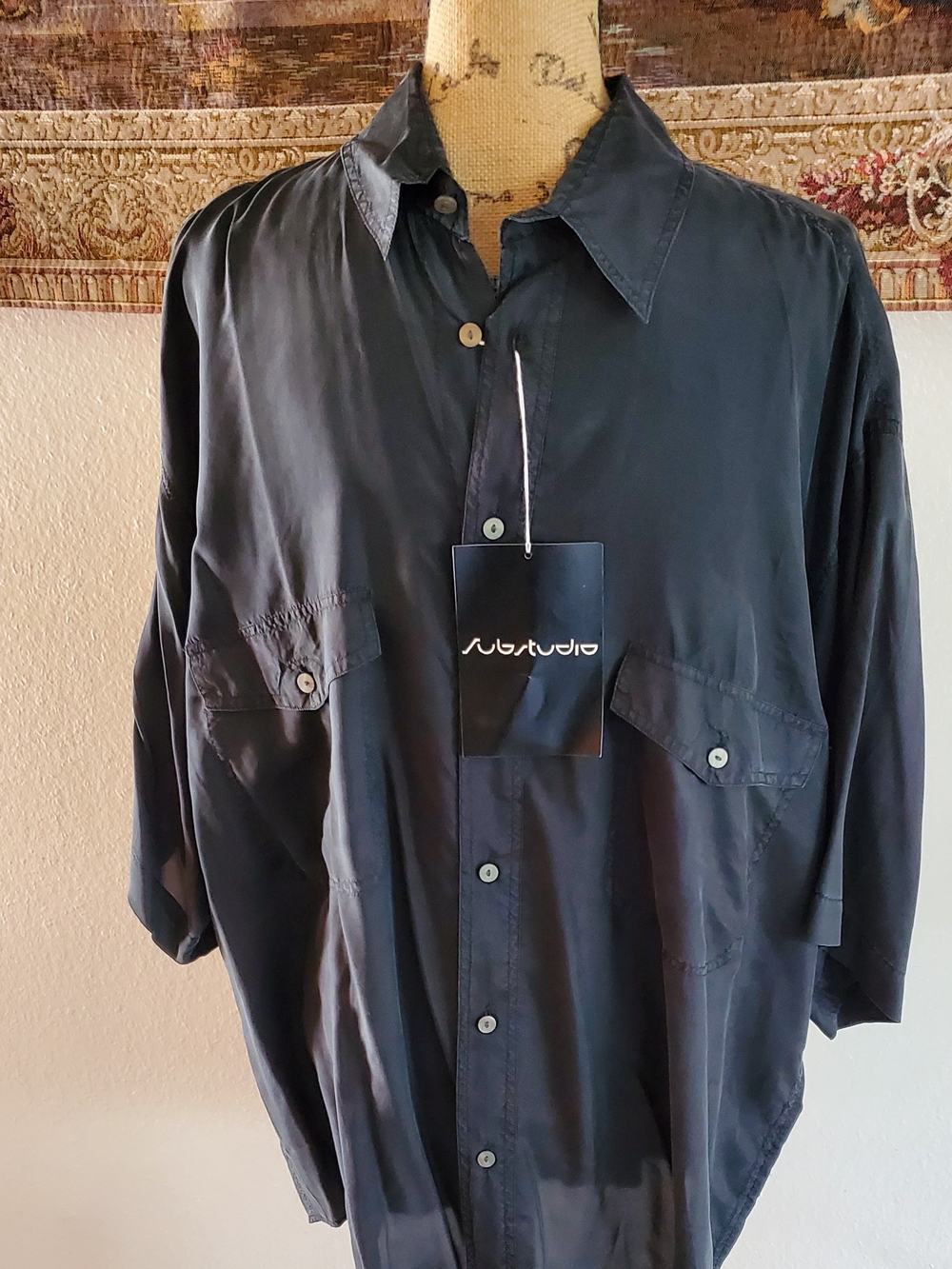 Studio Men's Black Lightweight Button-Up Shirt Jacket